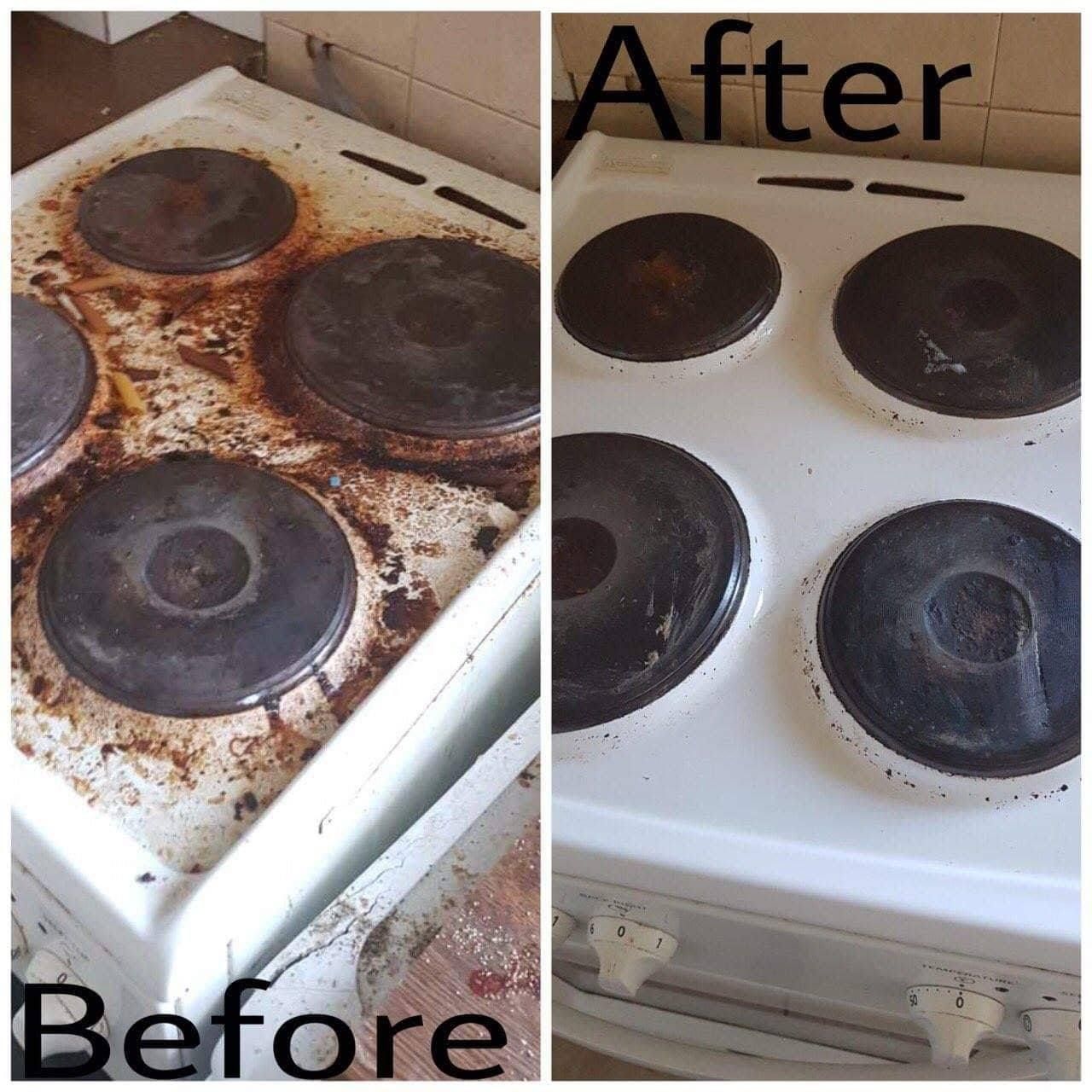 An image showing an oven we cleaned before and after