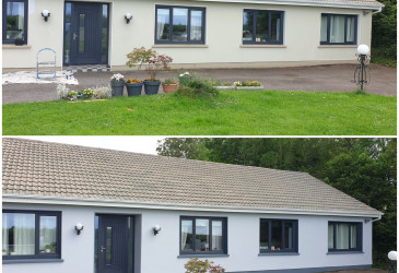 An image of a house before and after we painted it