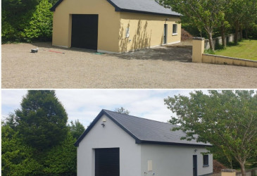 An image of a garage before and after we painted it
