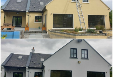 An image of a house before and after we painted it