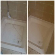 An image showing a shower we cleaned before and after
